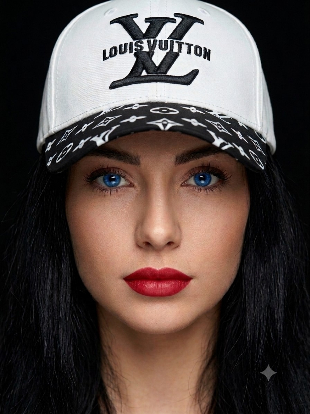 New Imported Luxury White Cap with Black Monogram Visor w/Tag